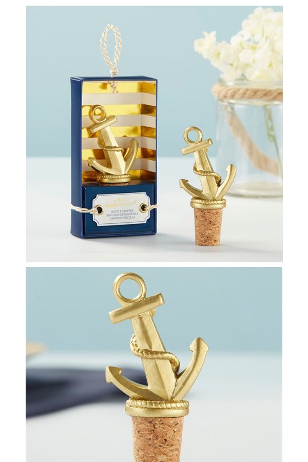 Gold Nautical Anchor Bottle Stopper Wedding Favours